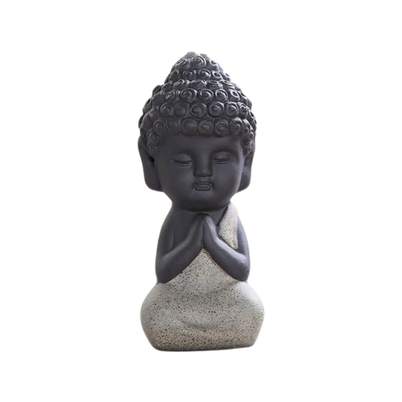 Whimsical Black Buddha Cat Figurine Meditation Yoga