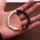 NaturalHowlite Stone Beads Bracelet