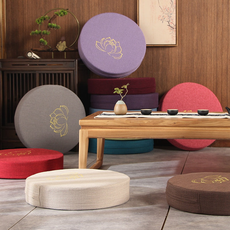 Round Linen Padded Meditation Seat Cushion