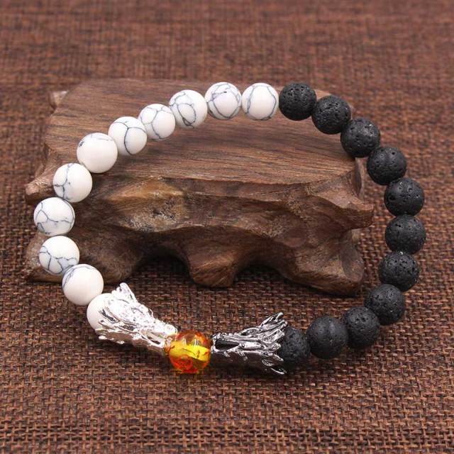 NaturalHowlite Stone Beads Bracelet