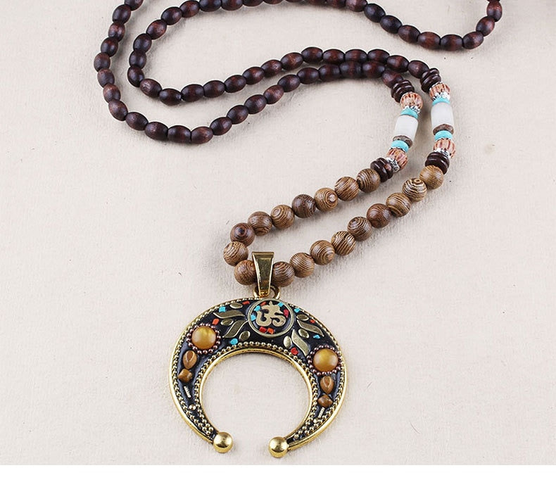 Ethnic Style Vintage Wooden Bead Necklace