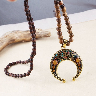 Ethnic Style Vintage Wooden Bead Necklace