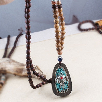 Ethnic Style Vintage Wooden Bead Necklace