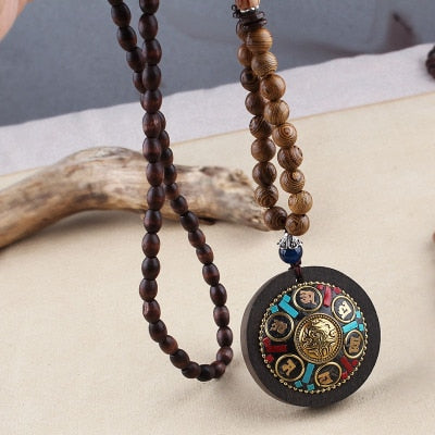 Ethnic Style Vintage Wooden Bead Necklace