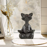 Whimsical Black Buddha Cat Figurine Meditation Yoga