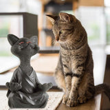 Whimsical Black Buddha Cat Figurine Meditation Yoga