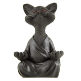 Whimsical Black Buddha Cat Figurine Meditation Yoga