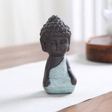 Whimsical Black Buddha Cat Figurine Meditation Yoga