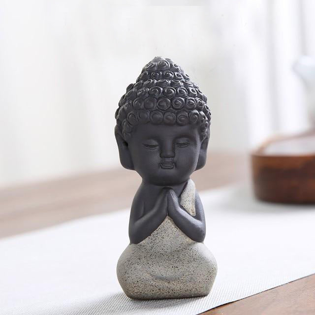 Whimsical Black Buddha Cat Figurine Meditation Yoga